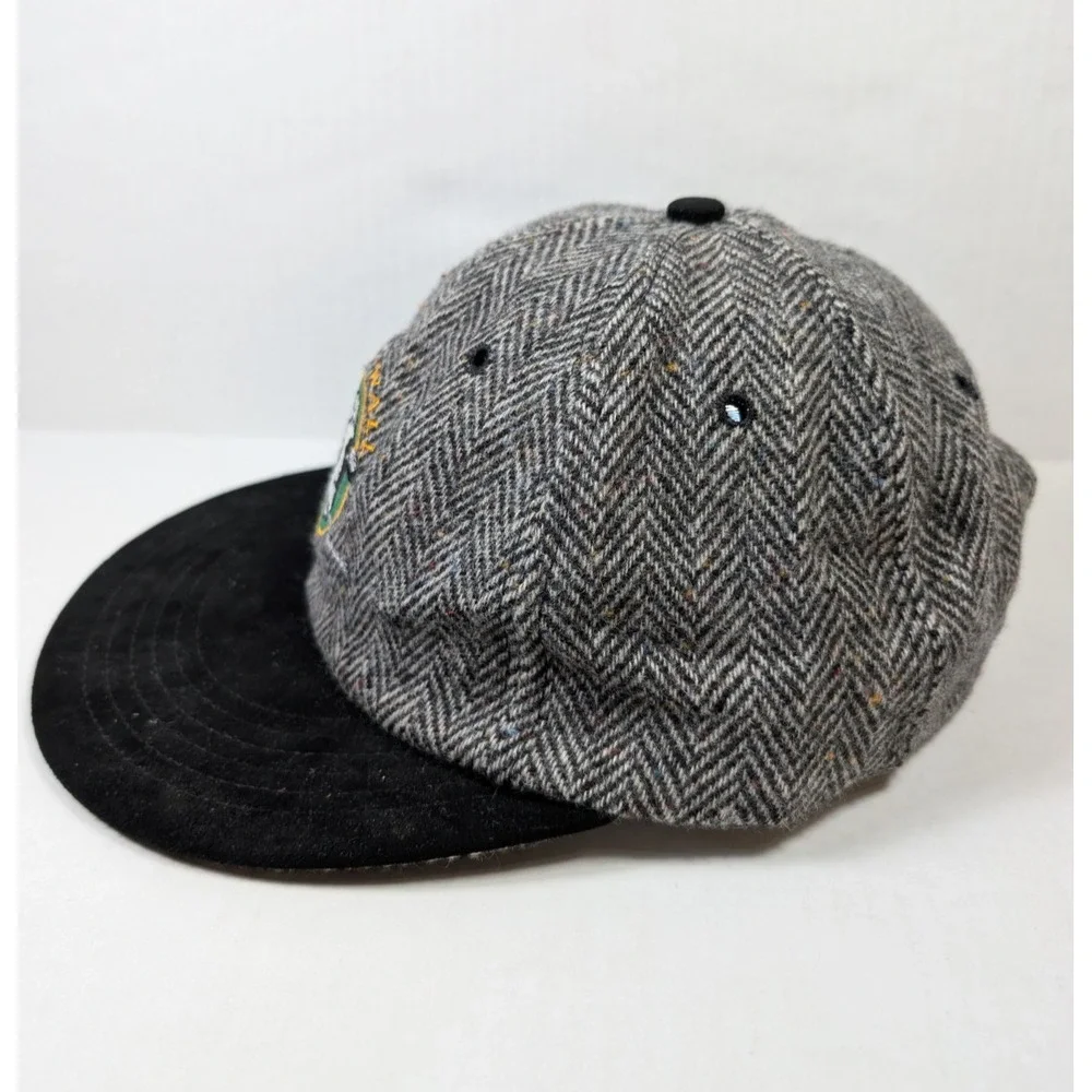 Vintage Stonewall PA Golf Hat Wool Gray Herringbone Wool USA Made Cow Logo